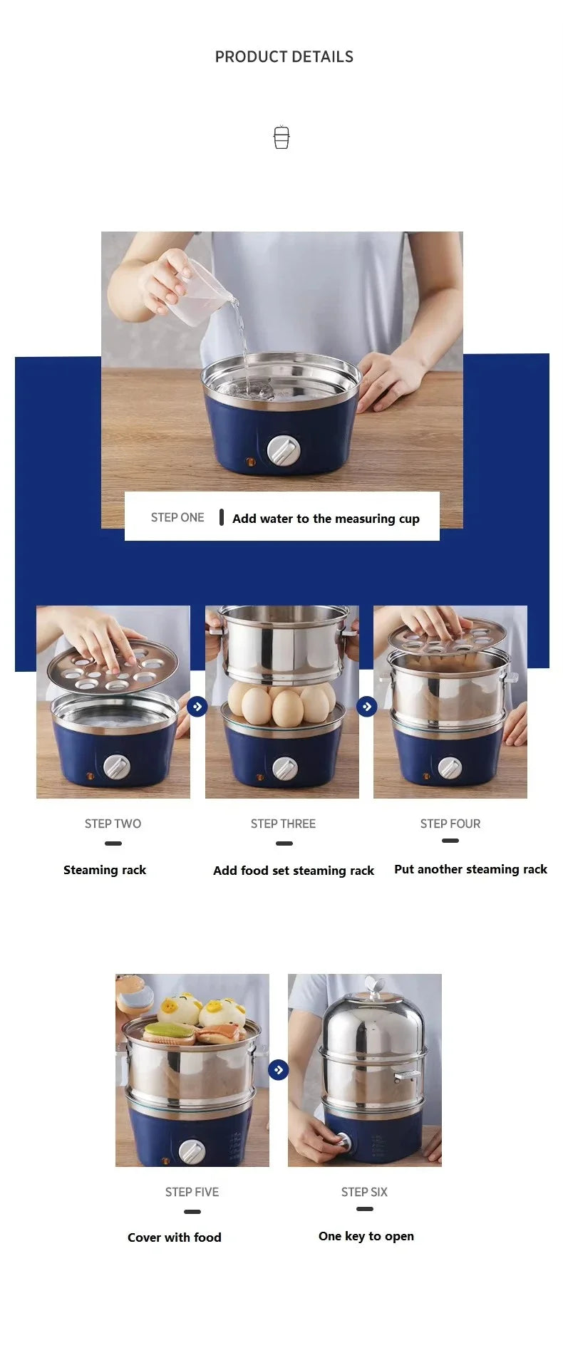 Egg Boiler electric Double Layers egg