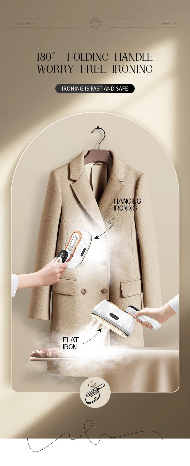 Handheld Steam Iron Foldable Garment Steamer